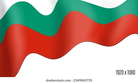 Bulgaria country flag realistic independence day background. Bulgarian commonwealth banner in motion waving, fluttering in wind. Festive patriotic HD format template for independence day