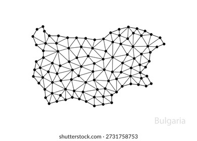 Bulgaria Digital network map made of connected black dots and thin lines