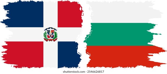 Conexión de banderas grunge de Bulgaria y República Dominicana, Vector