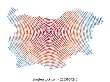 Mapa de puntos de Bulgaria. Forma de estilo digital de Bulgaria. Icono tecnológico del país con puntos degradados. Increíble ilustración vectorial.