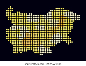 Bulgaria dotted map. Digital style map of the country on a dark background. Bulgaria shape with circle dots. Colored dots style. Large size circles. Awesome vector illustration.