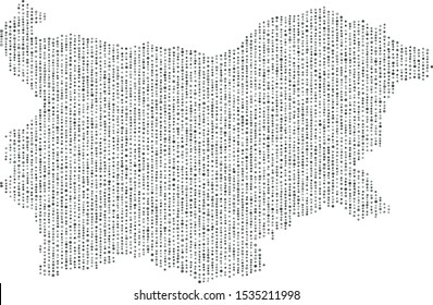 Bulgaria dotted map. Dots are arranged vertically