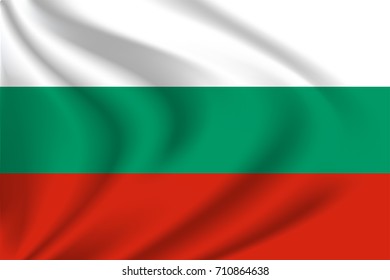 Bulgaria flag background with cloth texture. Bulgaria flag vector illustration.