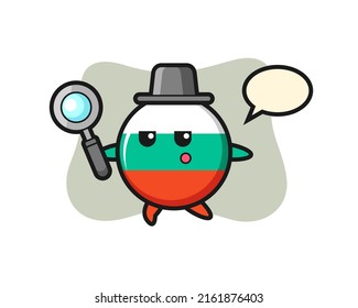 bulgaria flag badge cartoon character searching with a magnifying glass , cute style design for t shirt, sticker, logo element