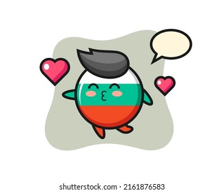 bulgaria flag badge character cartoon with kissing gesture , cute style design for t shirt, sticker, logo element