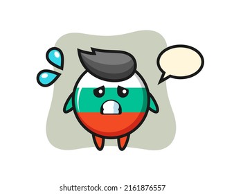 bulgaria flag badge mascot character with afraid gesture , cute style design for t shirt, sticker, logo element