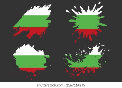 Bulgaria flag brush splash vector set, country logo asset, paint grunge illustration concept, Bulgaria flag brush stroke grunge effect, water splash mask, creative country flag logo idea