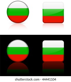 Bulgaria Flag Buttons on White and Black Background Original Vector Illustration AI8 Compatible