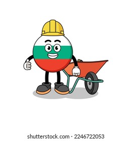 bulgaria flag cartoon as a contractor , character design