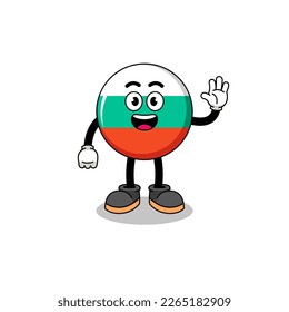 bulgaria flag cartoon doing wave hand gesture , character design