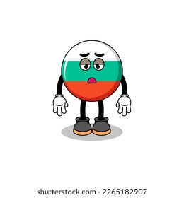bulgaria flag cartoon with fatigue gesture , character design