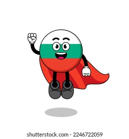 bulgaria flag cartoon with flying superhero , character design