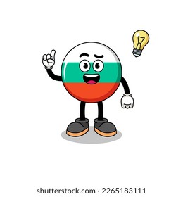 bulgaria flag cartoon with get an idea pose , character design