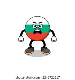 bulgaria flag cartoon illustration with angry expression , character design