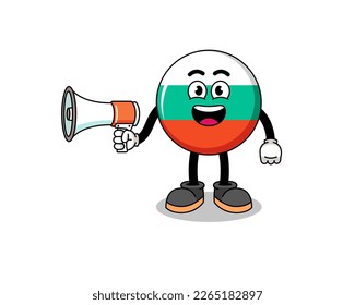 bulgaria flag cartoon illustration holding megaphone , character design