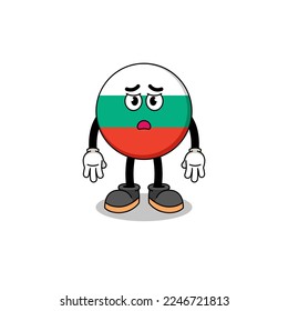 bulgaria flag cartoon illustration with sad face , character design