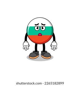 bulgaria flag cartoon illustration with sad face , character design