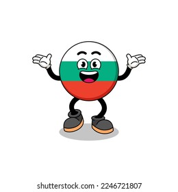 bulgaria flag cartoon searching with happy gesture , character design