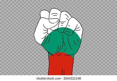 Bulgaria flag colored hand isolated on png or transparent  background, Symbols of Bulgaria template for banner,card,advertising ,promote,magazine,vector,top gold medal winner sport country