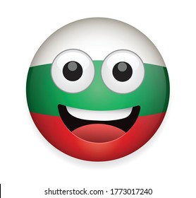 Bulgaria flag face vector illustration.High quality emoticon vector on white background.Emoji vector.Bulgaria Flag emoticon.Flag emoji.