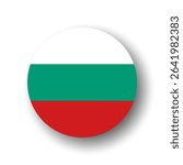 Bulgaria flag - flat vector circle icon or badge with dropped shadow.