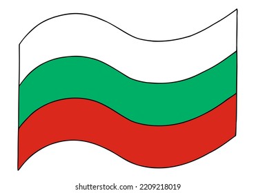 Bulgaria flag in google style. Hand Drawn. Freehand drawing. Sketch.