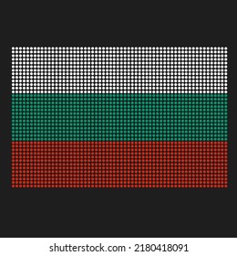 Bulgaria flag with grunge texture in dot style. Abstract vector illustration of a flag with halftone effect for wallpaper. Happy Independence Day background concept.