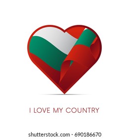 Bulgaria flag in heart. I love my country. sign. Vector illustration.