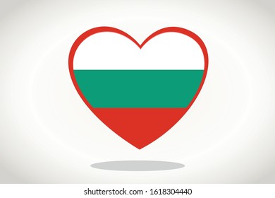 Bulgaria Flag in Heart Shape. Heart 3d Flag of Bulgaria, Bulgaria flag template design.