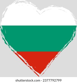 Bulgaria flag in heart shape brushstroke. Bulgarian 
flag heart. Vector brush stroke flag, symbol. 