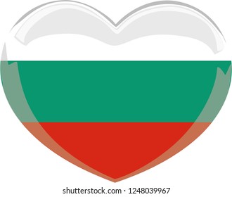 Bulgaria flag in a Heart vector, sticker, language