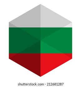 Bulgaria Flag Hexagon Flat Icon Button