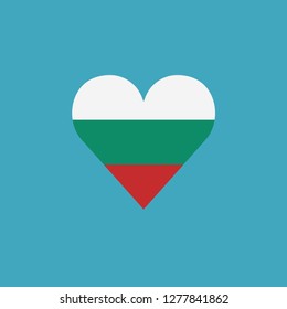 Bulgaria flag icon in a heart shape in flat design. Independence day or National day holiday concept.