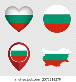 Bulgaria Flag Icons Pack. Vector illustration.