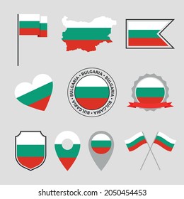 Bulgaria flag icons set, symbols of the flag of Bulgaria