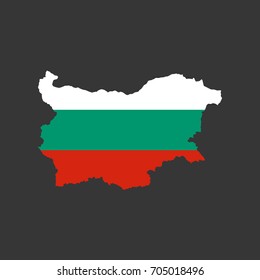 Bulgaria flag and map on the grey background. Vector illustration
