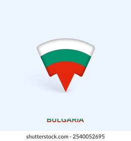 Bulgária Bandeira Mapa Pointer Design com Sombra. Ilustrador de vetor.