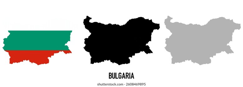 Bulgaria flag and map shape black and gray color. EPS.file.