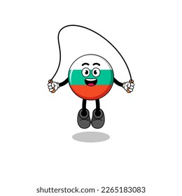 bulgaria flag mascot cartoon is playing skipping rope , character design