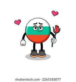 bulgaria flag mascot falling in love , character design