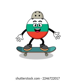 bulgaria flag mascot playing a skateboard , character design