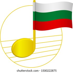 Bulgaria flag and musical note. Music background. National flag of Bulgaria and music festival concept vector illustration