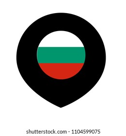 Bulgaria flag and navigation icon.Bulgaria here. map pointer