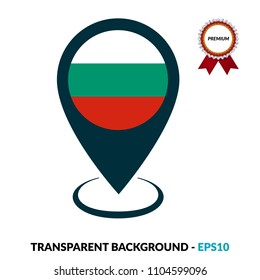 Bulgaria flag and navigation icon.Bulgaria here. map pointer