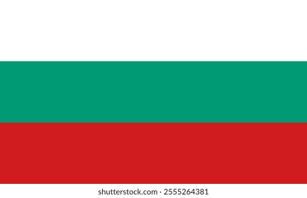 Bulgaria flag in official colors, dimensions and aspect ratio. Vector flag symbolizing national pride, identity, heritage, patriotism and authority