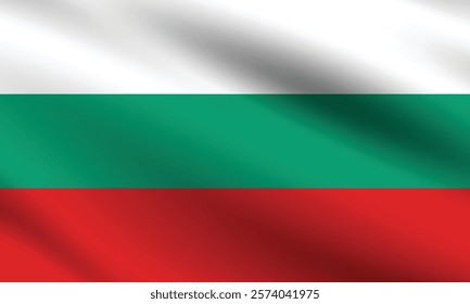 Bulgaria flag official colors and proportion digital vector illustration. Pleated flag.