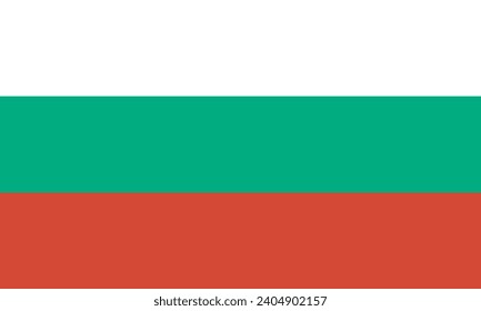 Bulgaria flag. The official ratio. Flag icon. Standard color. Standard size. A rectangular flag. Computer illustration. Digital illustration. Vector illustration.