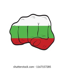 Bulgaria flag on a clenched fist. Strength, Power, Protest concept
