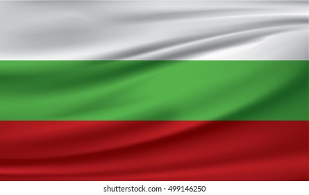 bulgaria flag on soft and smooth silk texture / Flags vector