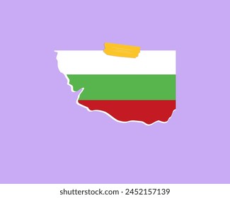 Bulgaria flag paper texture, single-piece element, vector design, Bulgaria flag taped on wall, decoration or celebration idea